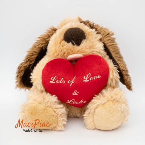 Aranyos plüss ülő spániel kutya aranyos „Lots of Love & Licks” felíratú plüss szívvel Simply Soft Collection Keel Toys