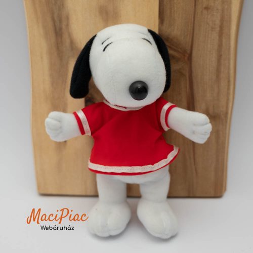 Plüss kutya Kinder Ferrero Maxi plüss Snoopy piros ruhában 1990