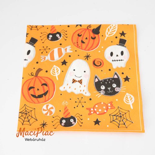 Halloween figura mintás narancssárga szalvéta POLAND 33x33 cm 3 rétegű Új
