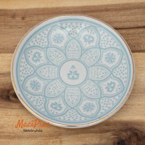   Porcelán kerek kicsi, tányér, tányérka, sütistál Action Belgium kék mandala és virágmintás SAHARA Új!