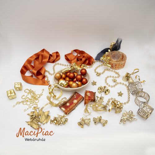 Arany és bronz karácsonyi dekorációk készlet