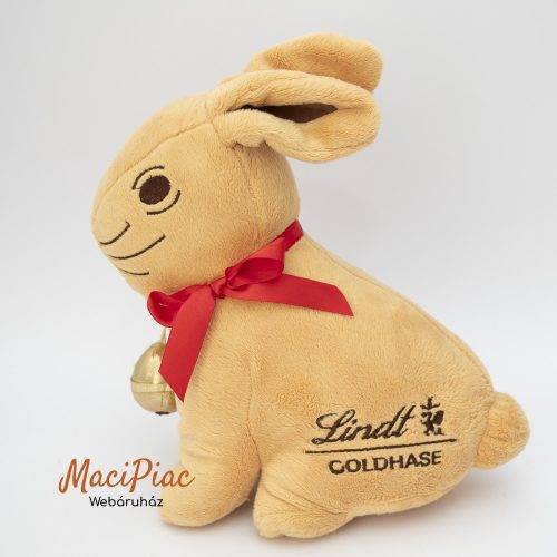 Lindt nagyobb méretű plüss kabala nyúl, nyuszi csengővel a nyakában  (cipzáros aljú) Lindt Goldhase (arany nyuszi)