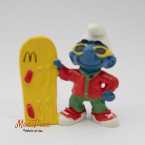   Vintage 1997-es Peyo Schleich Smurf Hupikék Törpikék gumi Hódeszkás Törp