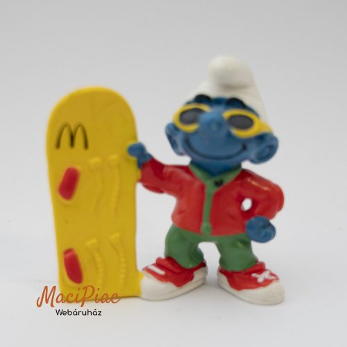 Vintage 1997-es Peyo Schleich Smurf Hupikék Törpikék gumi Hódeszkás Törp