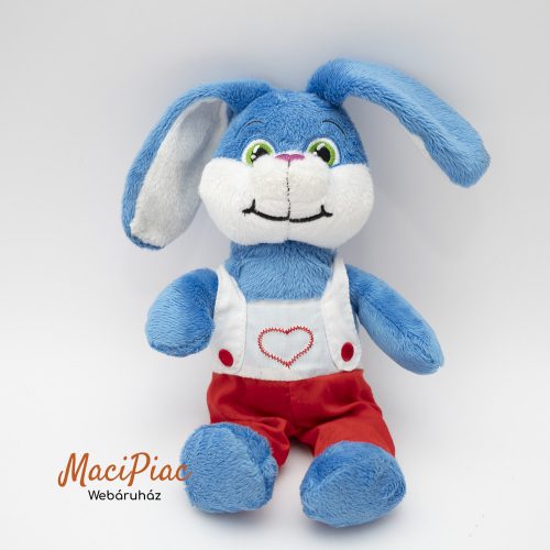 Kinder plüss nyúl, nyuszi kantáros nadrágban szív alakú hímzéssel Ritkaság!