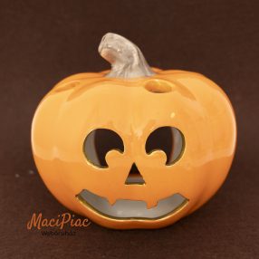 Mázas kerámia tök alakú halloweeni gyertyatartó Új!