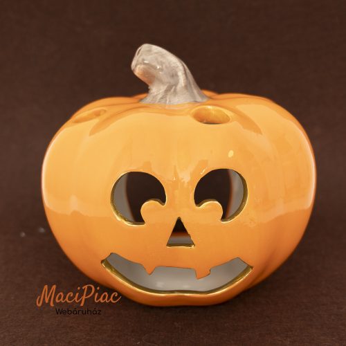Mázas kerámia tök alakú halloweeni gyertyatartó Új!