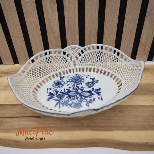 Schumann Arzberg áttört porcelán tál – kék hagyma mintás, Német gyártmány