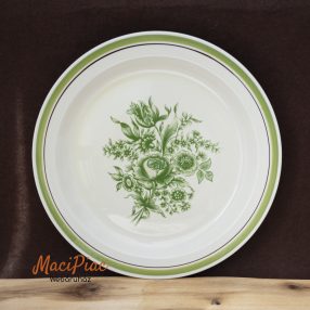Porcelán vintage rózsa mintás falitányár, tál (zöld)