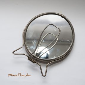   Régi letámasztható két oldalas kerek borotválkozó tükür (ezüst, fém)