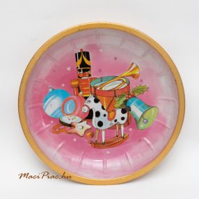 Karácsonyi fém tányér, tál, kerek tálca 26 cm Retro!