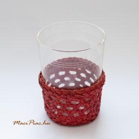   Vintage üveg pohár fonott tartóval  1 db Régi! SCHOTT & GEN MAINZ Jena Glas