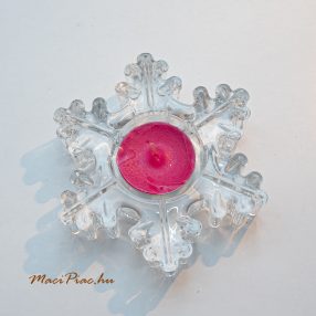   Csiszolt üveg dísztárgy, gyertyatartó, teamécses tartó hópehely