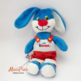   Kinder plüss nyúl, nyuszikantáros nadrágban hímzéssel szeme is hímzett