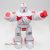 Piros-fehér műanyag világító robot, rakétákat lő ki a hasából, mozog, forog, színesen világít, beszél