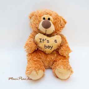   Plüss maci szívvel It's a boy (Ez egy fiú)  felíratú hímzéssel