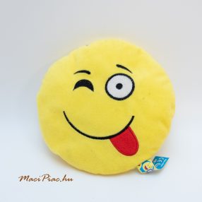   Emoji puha sárga plüss kerek párna hangulatjel kacsintós lógó nyelves ICONS