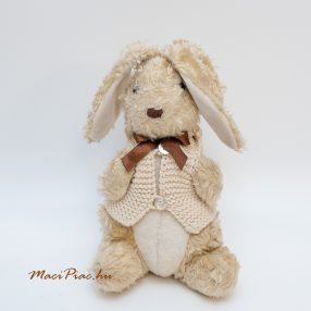 Plüss nyúl, nyuszi Vintage, kötött mellénykében