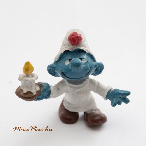 Vintage Smurf Hupikék Törpikék Candle Smurf gumi figura Schleich 1979 