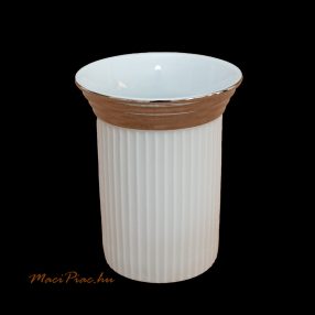   Vintage ezüst színű szegéllyel díszített fehér kis porcelán váza Kerafina 5156 Germany 1972