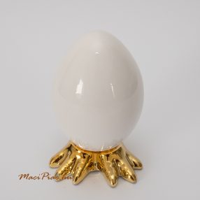   Porcelán húsvéti tojás, csirke arany színű lábakon, dekoráció, nipp Különleges!