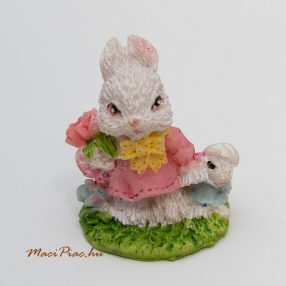 Mini nyúl figura polyrezinből, dekoráció, nipp