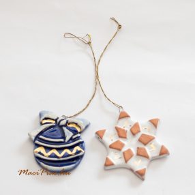   Mázas kerámia mini aksztható karácsonyi dekorációk 2 db