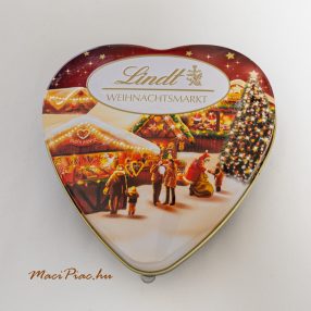   Lindt WEIHACHTSMARKT levehető tetejű szív alakú bombonos karácsonyi fém doboz 2013