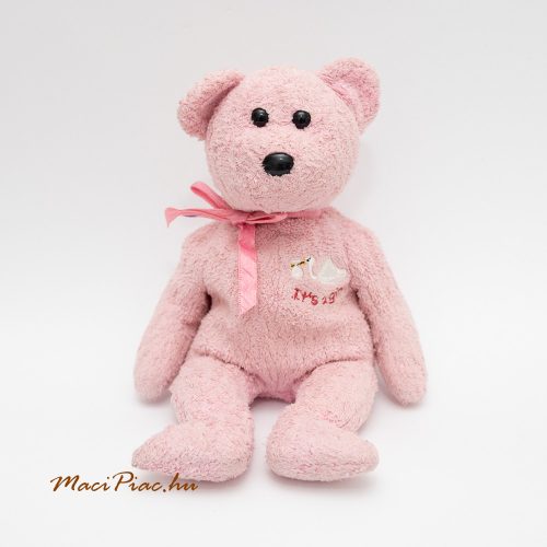  Ty plüss rózsaszín maci fehér gólya hímzéssel It' a girl 2002 Ty Beanie Baby "Baby Girl" Retired Pink Bear