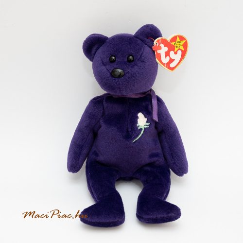  Ty plüss lila színű maci fehér rózsa hímzéssel Beanie Babies Princess 1997