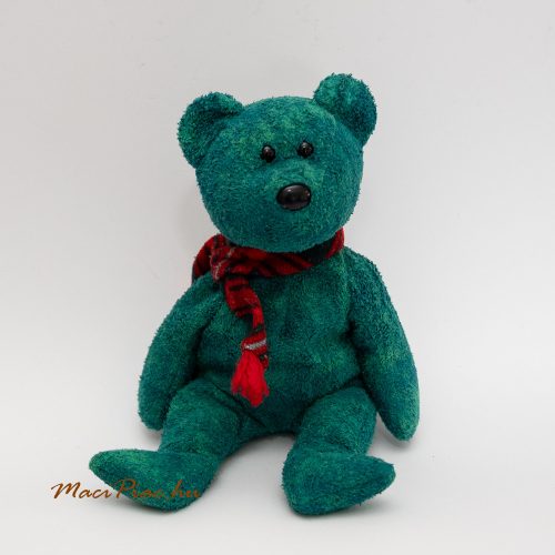  Ty plüss zöld színű maci piros kockás sállal a nyakában Beanie Babies Bear, 1999 Wallace 