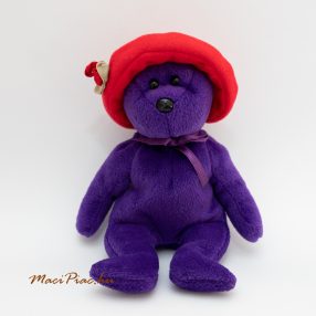   Plüss lila maci piros kalapban Ty Beanie Baby Ruby Red Hat Bear 2006 Nagyon ritka!