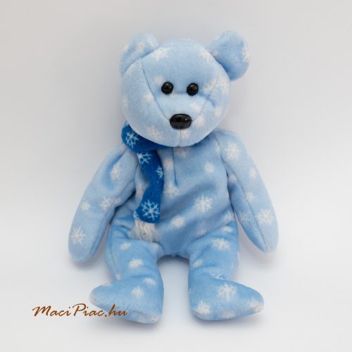 Plüss kék színű, hópehely mintás maci TY 1999 Beanie Baby  HOLIDAY TEDDY