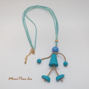   Nyaklánc türkizkék, emberke medállal Különleges, egydi!