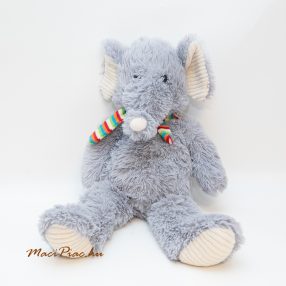   Plüss elefánt színes kötött sállal nagyobb méretű, pille könnyű öellnivaló