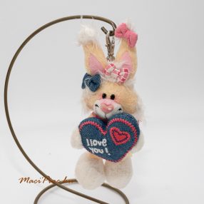   Plüss nyuszi, nyúl kulcstartó szívvel I LOVE YOU felírattal, hímzássel Mimihopps plüss Diddl egér nyuszija