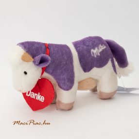   Plüss Milka 2016 tehén,  boci filc szívvel a nyakában Danke felírattal