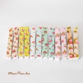   Virág mintás nagy méretű fa dekoráció csipeszek 12 db/szett