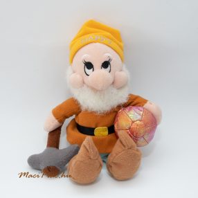   Plüss Disney Törpe HAPPY a Hófehérke és a hét törpe meséből  VIDOR törp csákánnyal és ékkővel a kezében Ritkaság!