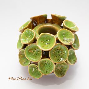   Mázas kerámia vizi növényt ábrázoló dekoráció, mécsestartó Különlegesség! 