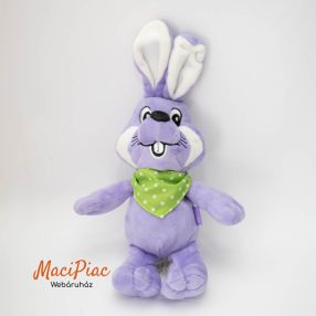 Plüss Milka nyúl, nyuszi zöld fehér pöttyös kendővel