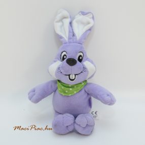 Plüss Milka nyúl, nyuszi zöld fehér pöttyös kendővel
