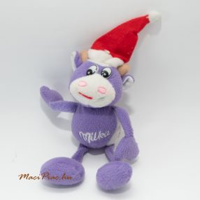 Plüss Milka tehén,  boci Mikulás sapkában 
