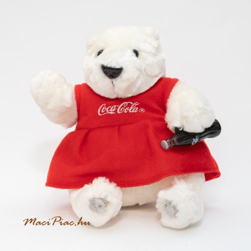 Plüss Coca Cola maci,  jegesmedve lány coca kólásüveggel a kezében 