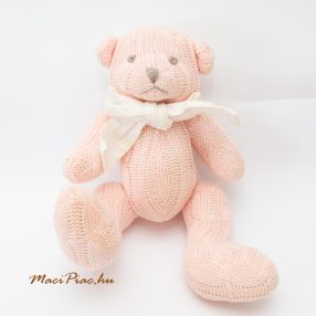 Gép kötött pamut anyagú rózsaszín maci, kicsiknek 