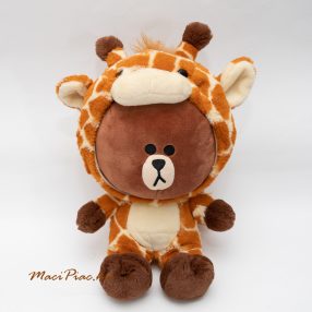   Eredeti LINE FRIENDS plüss maci zsiráf jelmezben (kapucnija lehajtható)  ölelnivaló igaz barát