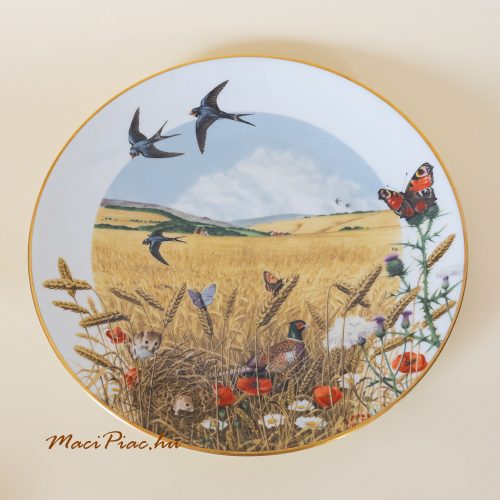 Royal Worcester Franklin Porcelán felitányér dísztányér, gyűjthető sorozat része Peter Banett Teller The Wheatfields in August A búzamezők augusztusban