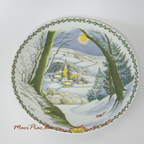   WEIHNACHTEN AUF DEM LANDE Rosenthal Weihnachtsteller 1994 falitányér, karácsonyi tányér téli táj karácsonyi vidék mókussal