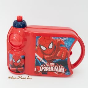   Piros Spider-man mintás zsonnás, uzsonnatartó felnyitható tetejű műanyag doboz gyerekeknek kulaccsal MARVEL