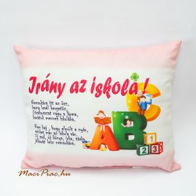   Irány az iskola felíratos, idézetes kis díszpárna, párna